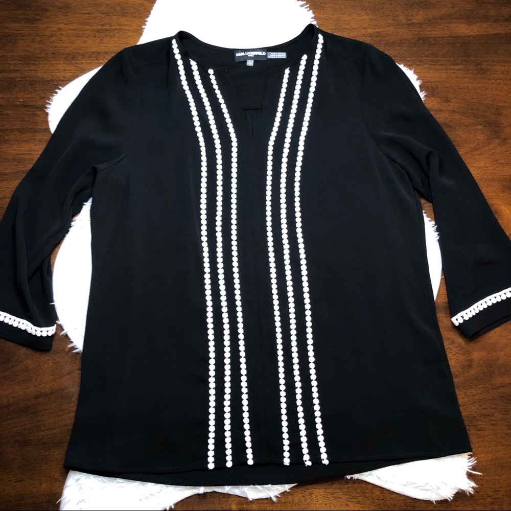 Karl Lagerfeld Tunic Blouse Black White